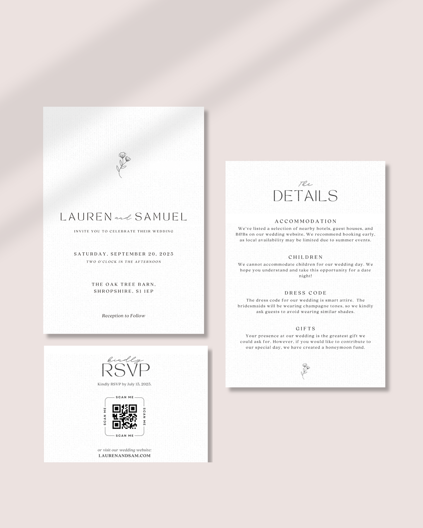 Floral Vellum Wedding Invitation Suite with Pressed Flower Wax-Seal - 'Harper'