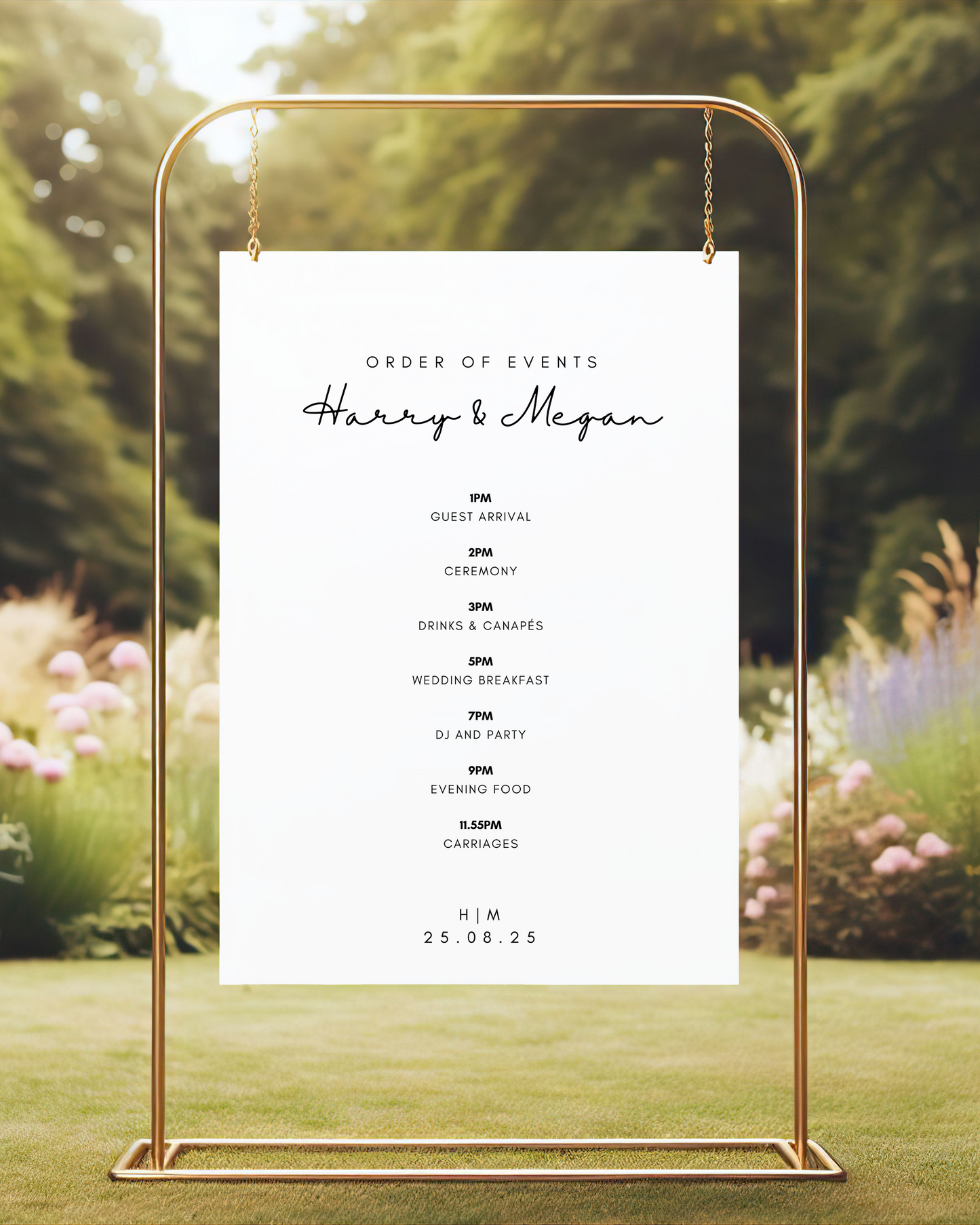 Lilah | Personalised Order of the Day Wedding Sign