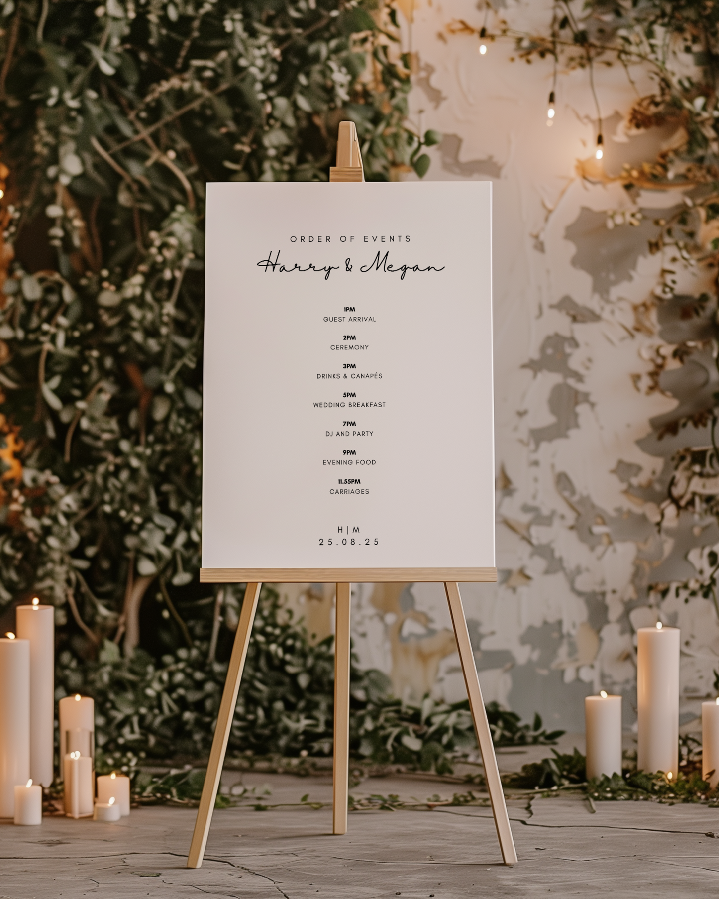 Lilah | Personalised Order of the Day Wedding Sign