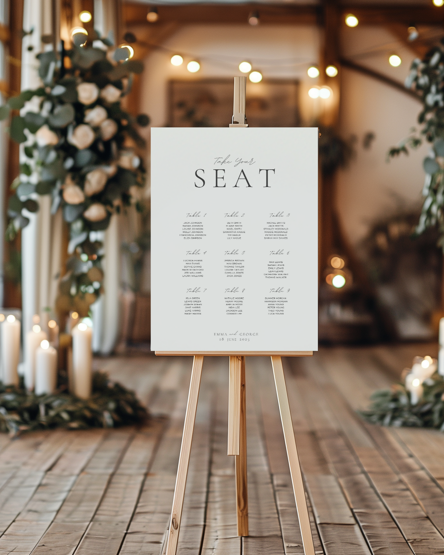 Eleanor Large Seating Plan Sign Eleanor