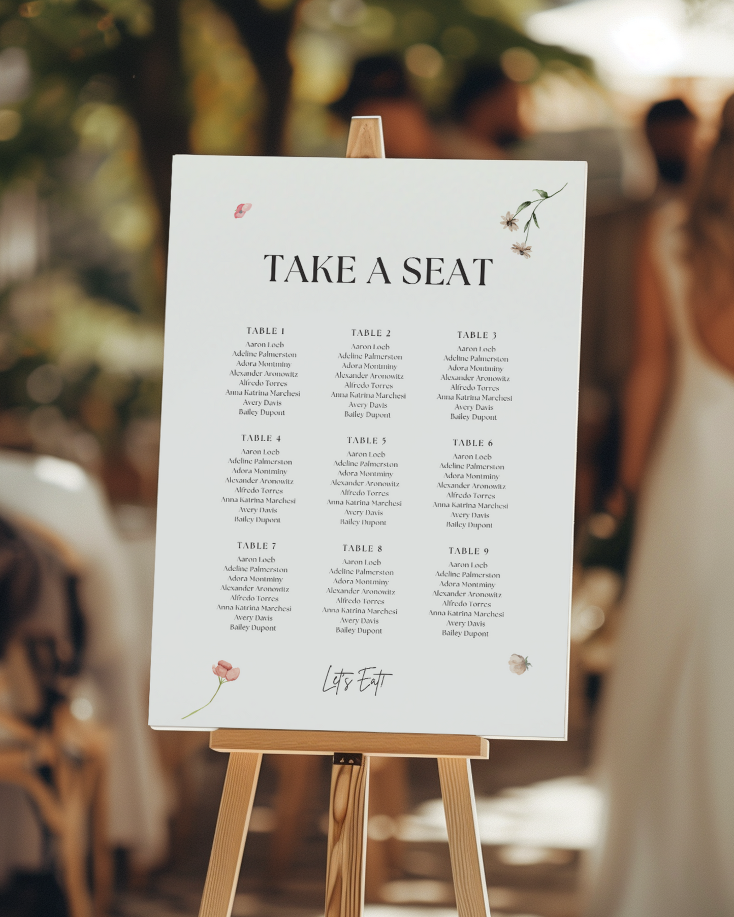 Cecily Large Seating Plan Sign