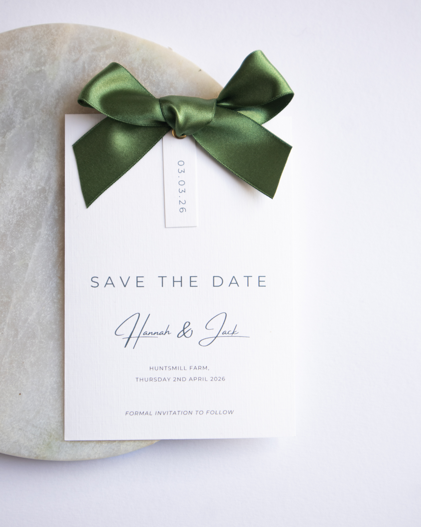 Rosa Ribbon Save The Date Card with Bow