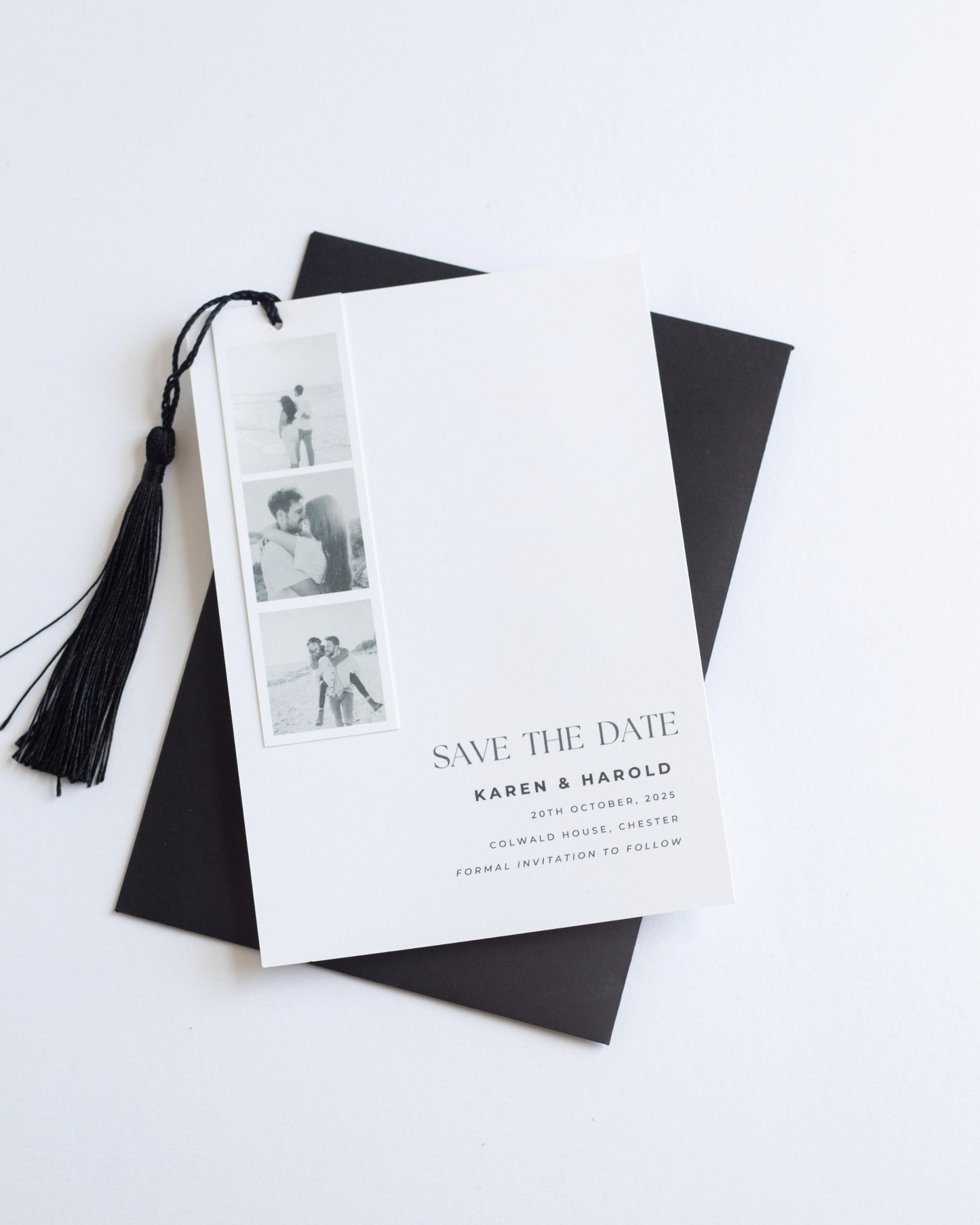 Photo Strip Save The Date with Black Ribbon