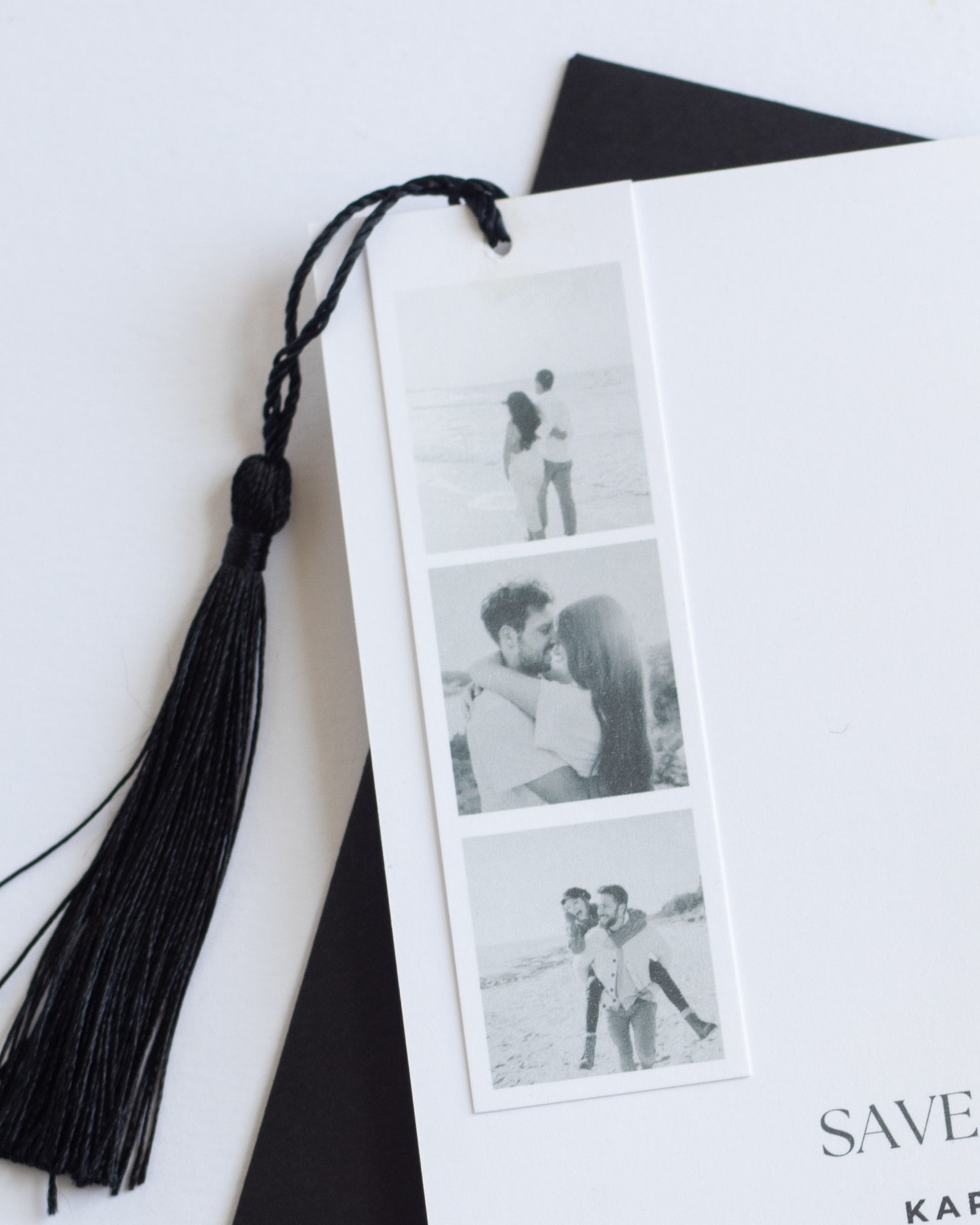 Photo Strip Save The Date with Black Ribbon