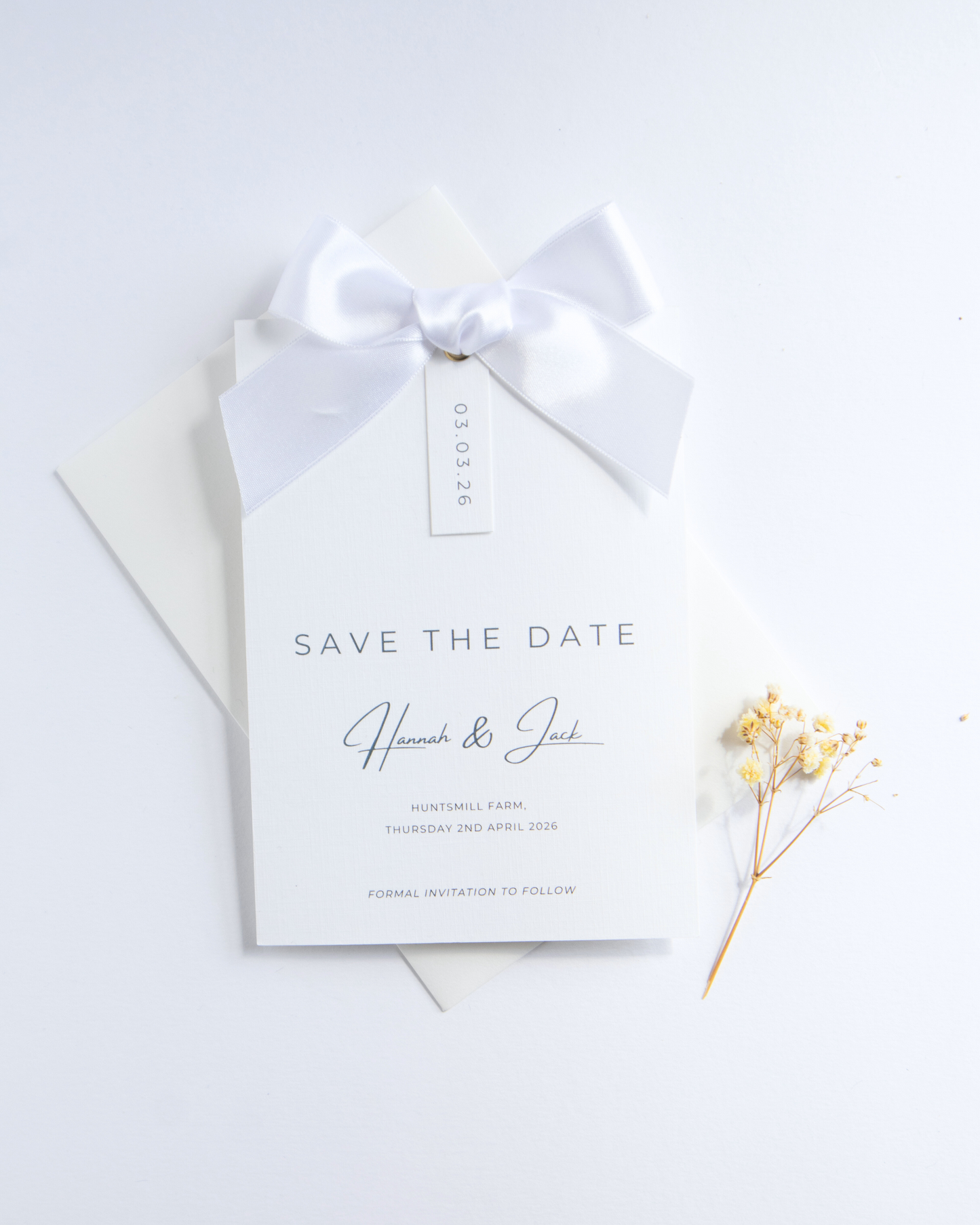 Rosa Ribbon Save The Date Card with Bow