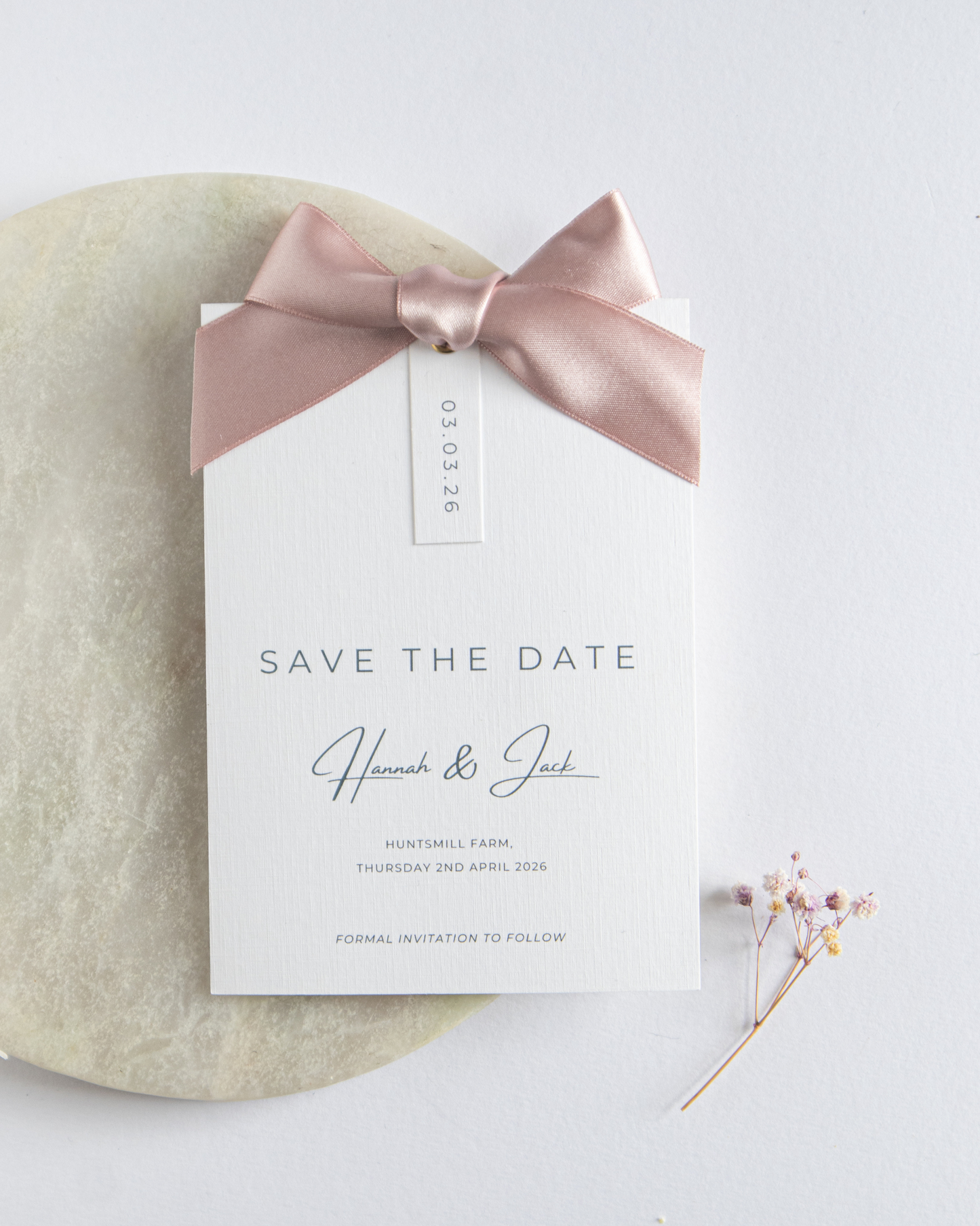 Rosa Ribbon Save The Date Card with Bow