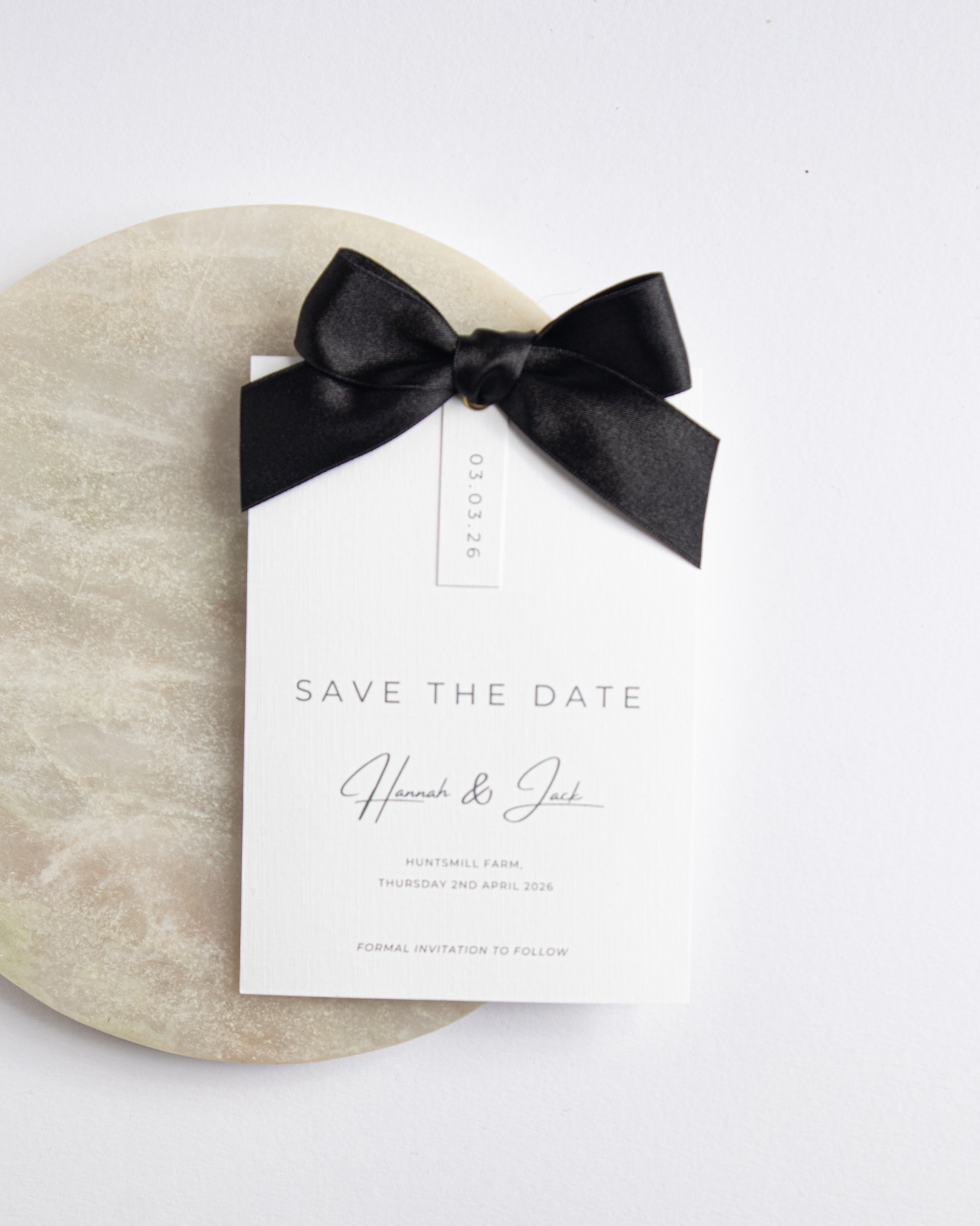 Rosa Ribbon Save The Date Card with Bow