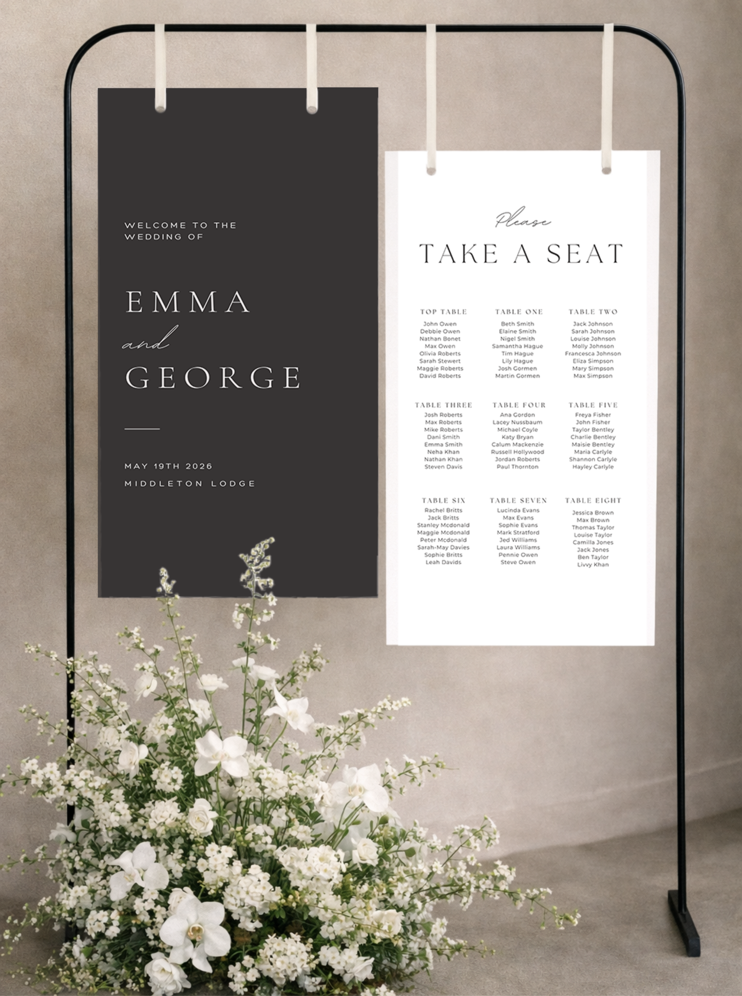 Wedding Large Sign Set - Welcome Sign and Seating Chart Personalised Bundle