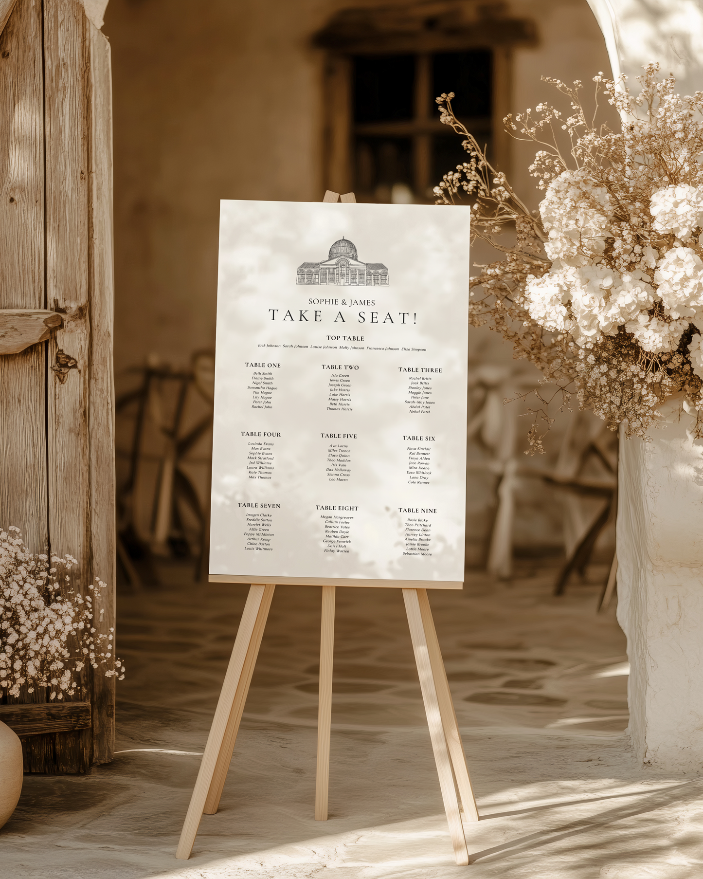 Florence Large Seating Plan Sign