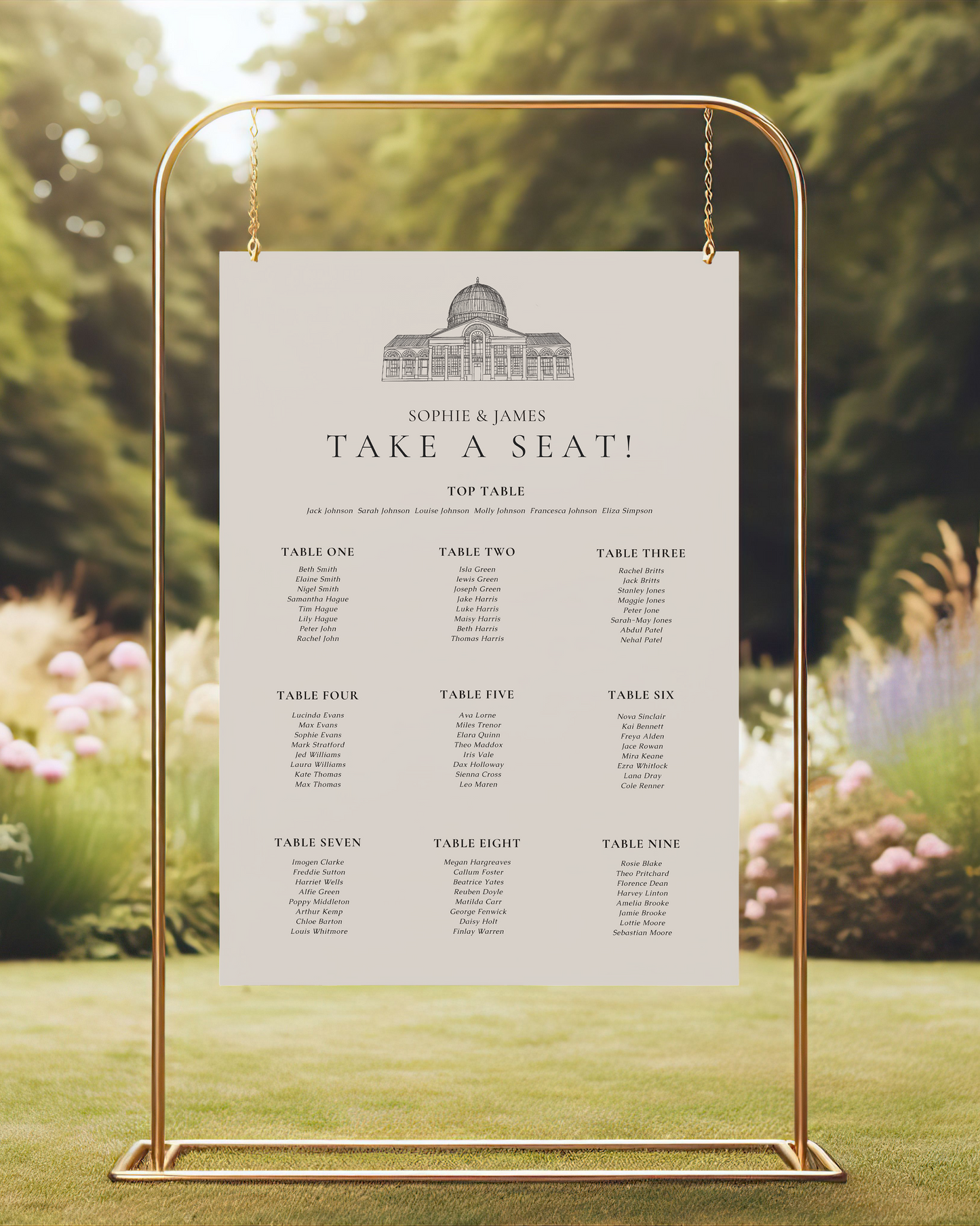 Florence Large Seating Plan Sign