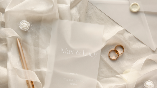 Vellum Wedding Invitation with envelopes and wax seals