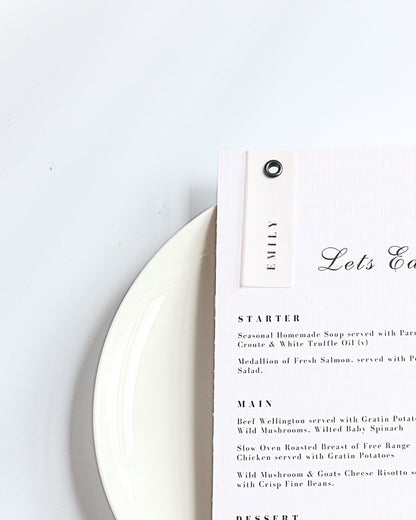 Vellum Place Name Wedding Menu