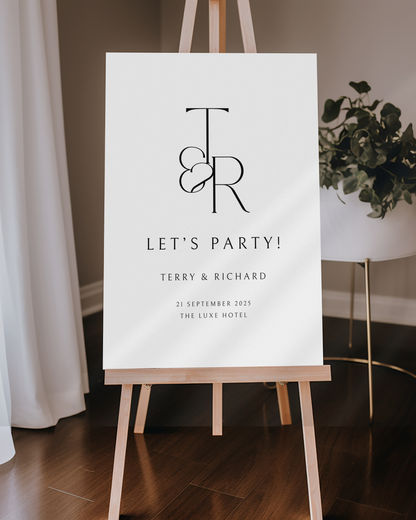 Ebony | Monogram Personalised Wedding Welcome Sign