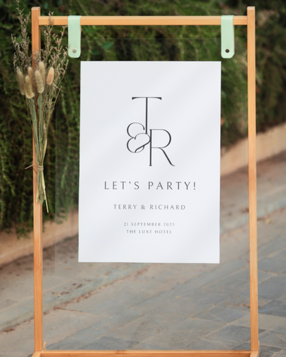 Ebony | Monogram Personalised Wedding Welcome Sign