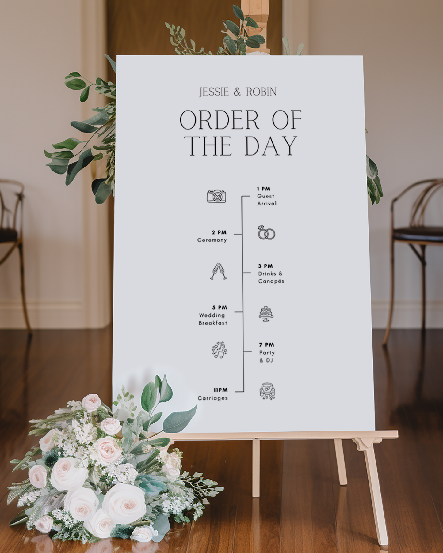 Onyx Modern Personalised Order of the Day Wedding Sign