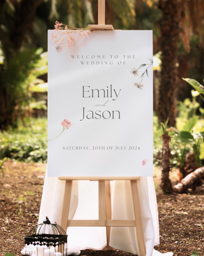 Cecily | Floral Personalised Wedding Welcome Sign