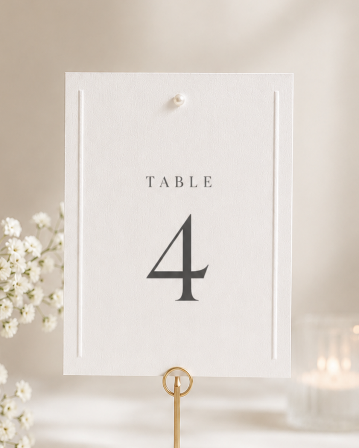 Perla Embossed Pearl Wedding Table Numbers