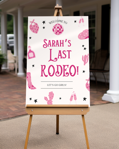 Last Rodeo Personalised Hen Party Large Welcome Sign, Bridal Shower Sign