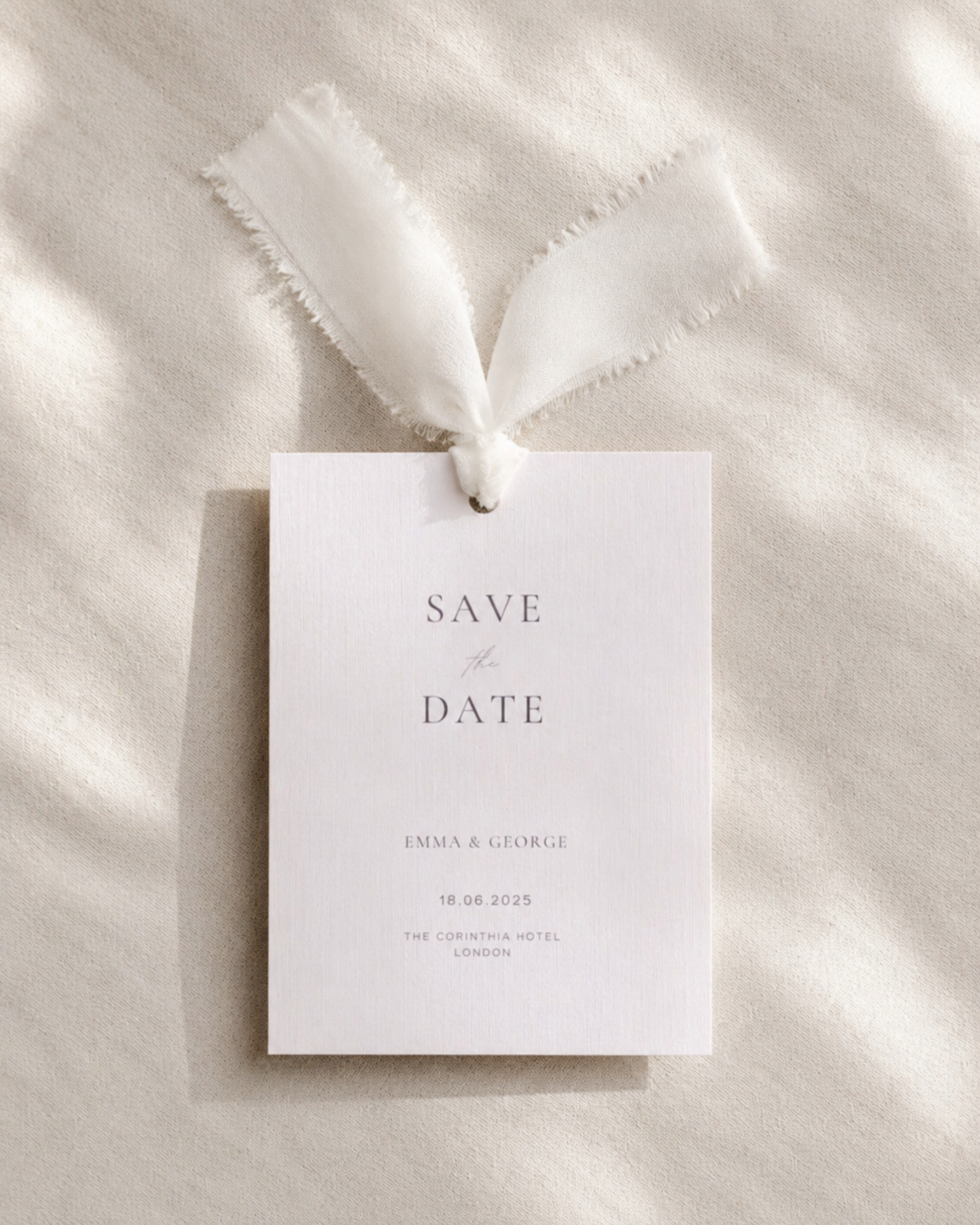 Eleanor White Chiffon Ribbon Save The Date