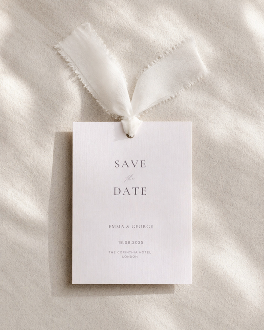 Eleanor White Chiffon Ribbon Save The Date