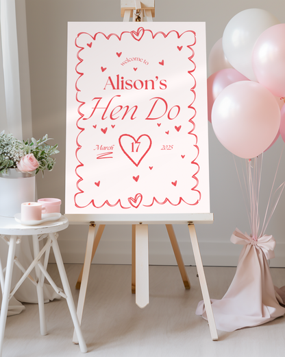 Pink Personalised Hen Party Large Welcome Sign, Bridal Shower Sign