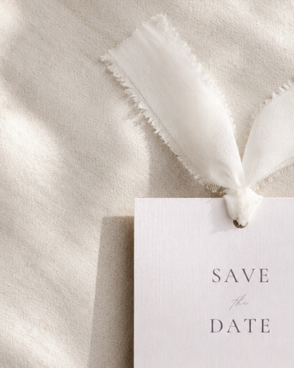 Eleanor White Chiffon Ribbon Save The Date