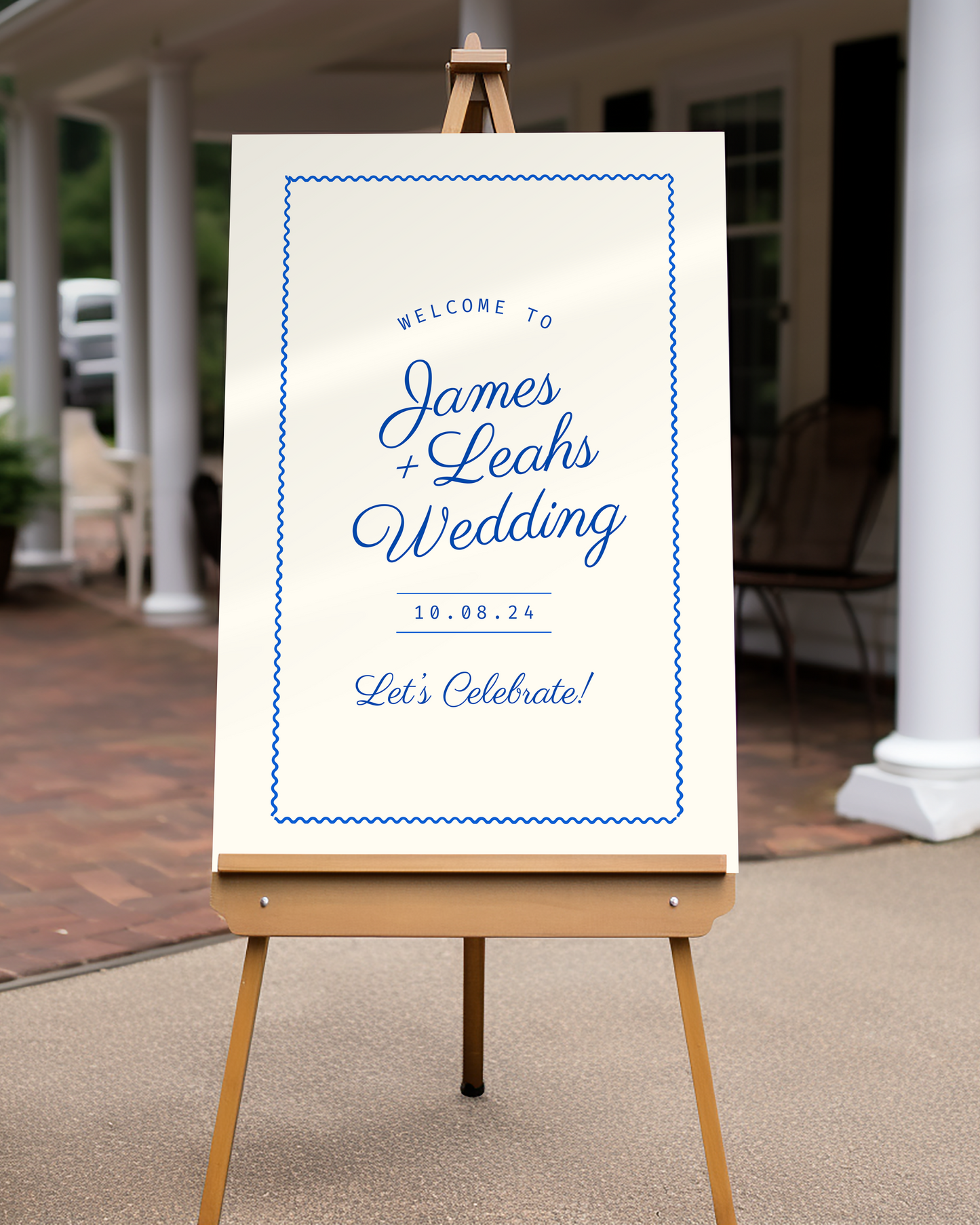 Blue and White Large Wedding Welcome Sign