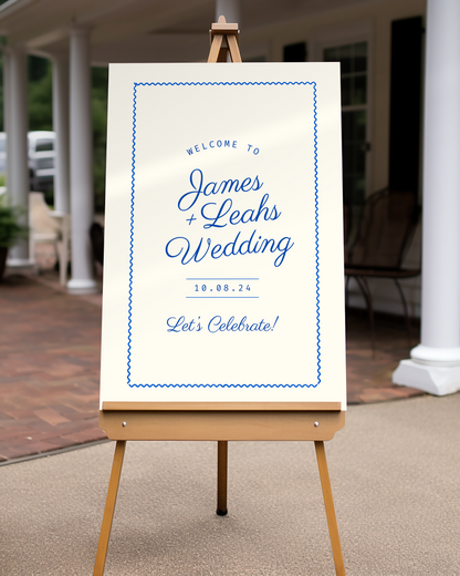 Blue and White Large Wedding Welcome Sign