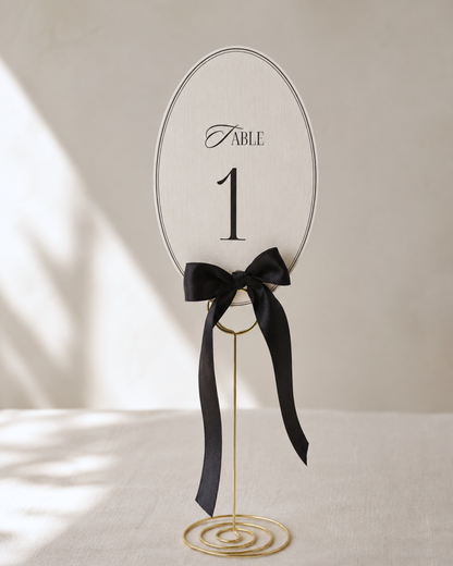 Anna Arched Wedding Table Numbers with Bow
