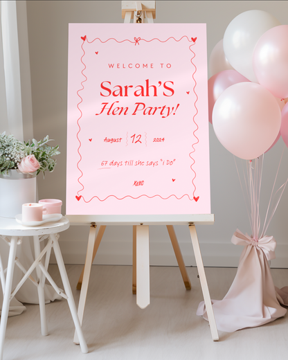 Personalised Hen Party Large Welcome Sign, Bridal Shower Sign