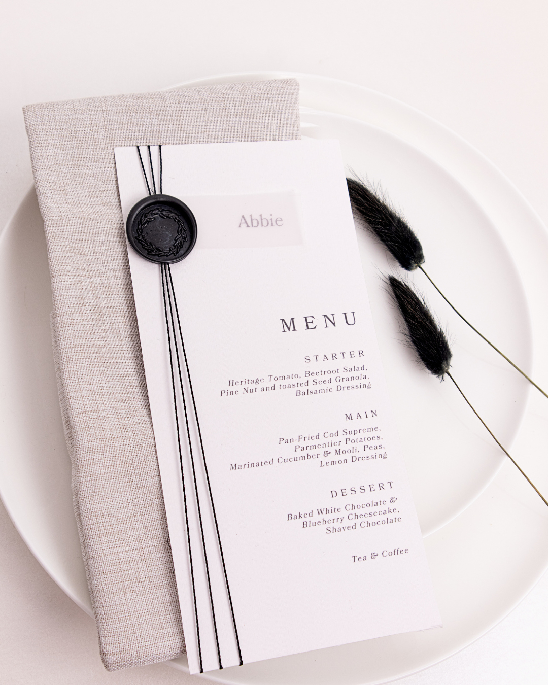 Onyx Wedding Menu