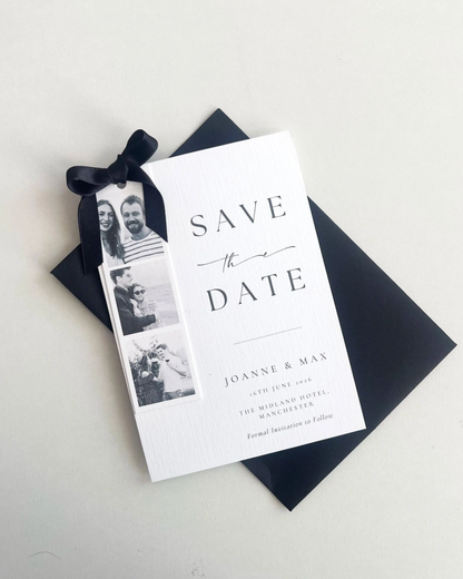 Photo Strip Save The Date with Black Ribbon