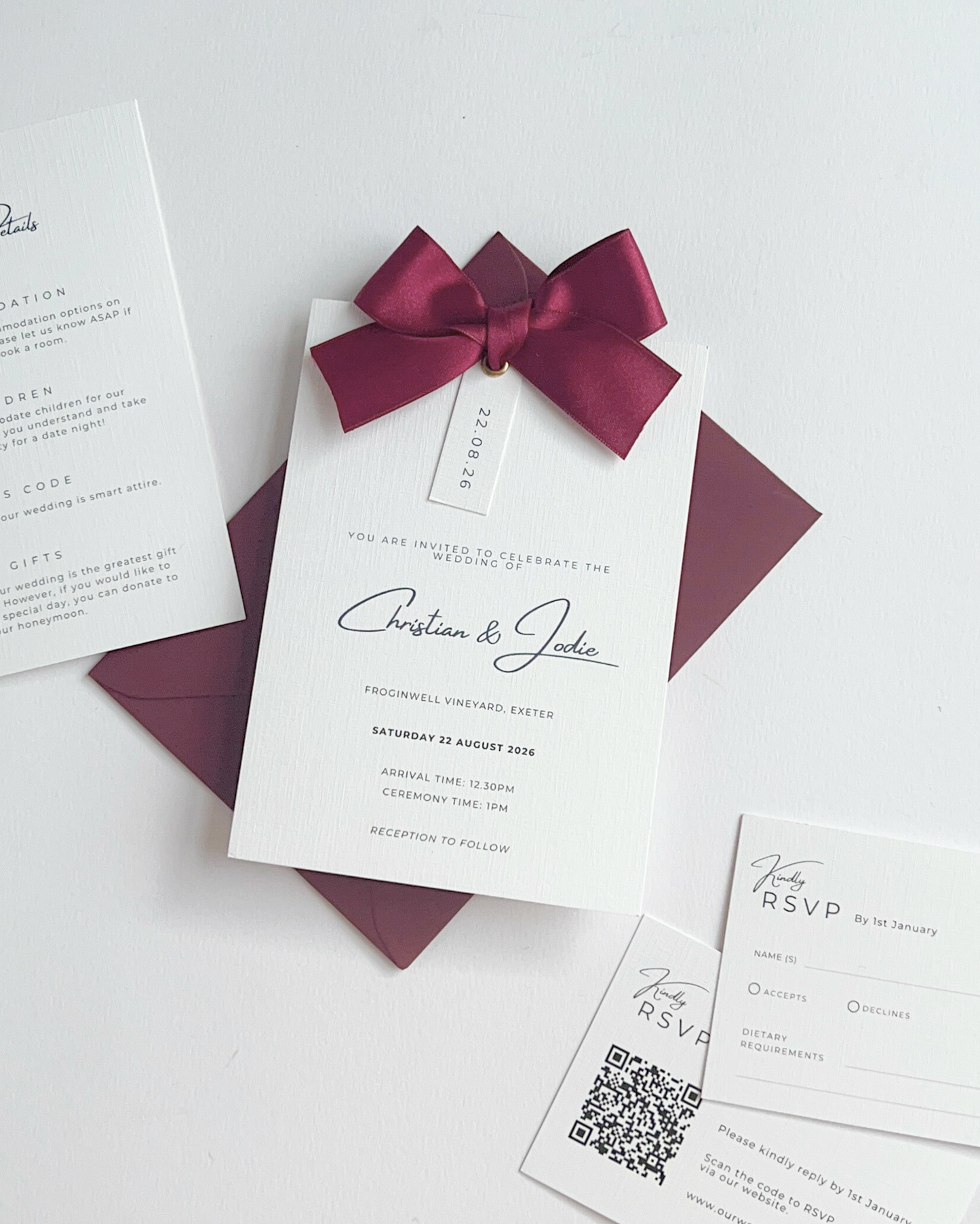 Rosa Ribbon Invitation Suite with Bow
