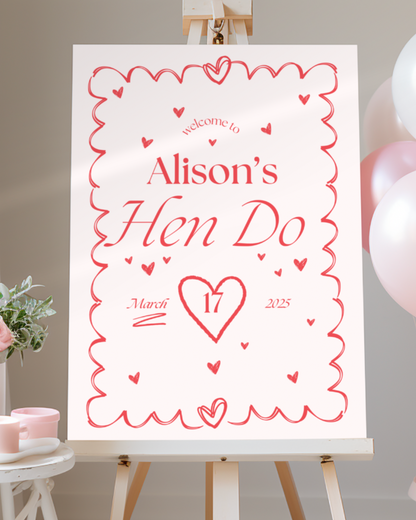 Pink Personalised Hen Party Large Welcome Sign, Bridal Shower Sign