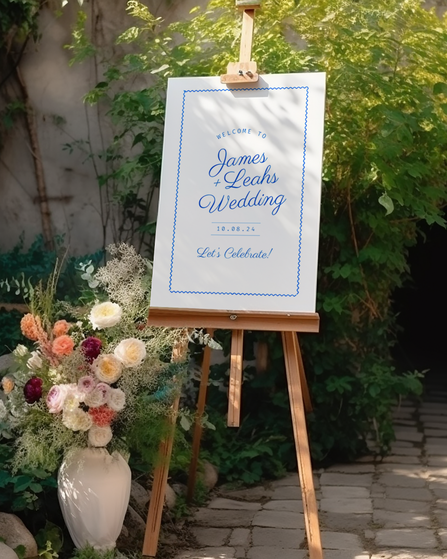 Blue and White Large Wedding Welcome Sign