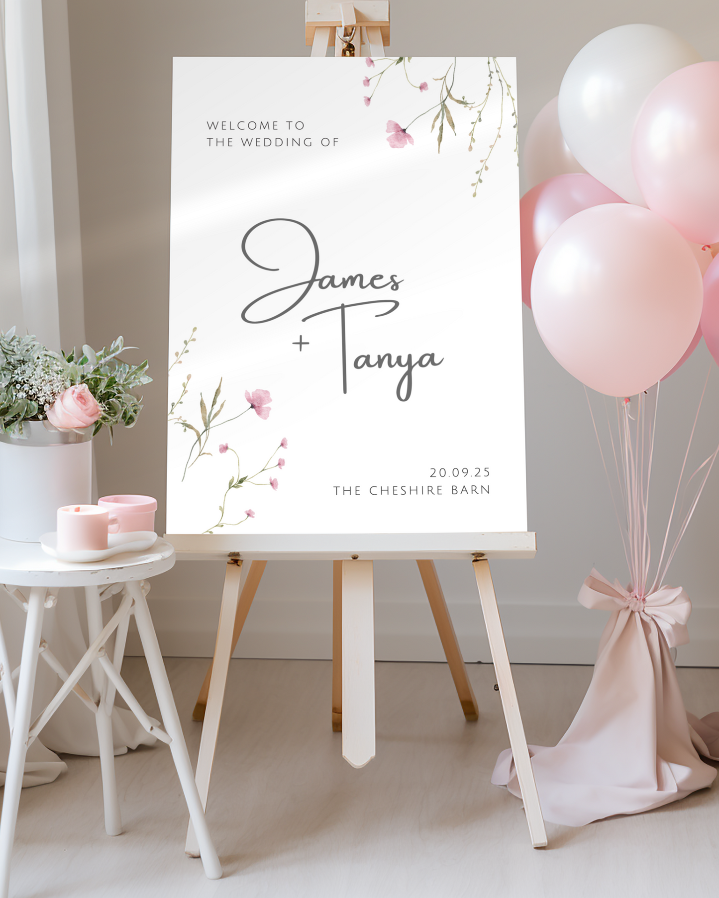 Floral Large Wedding Welcome Sign