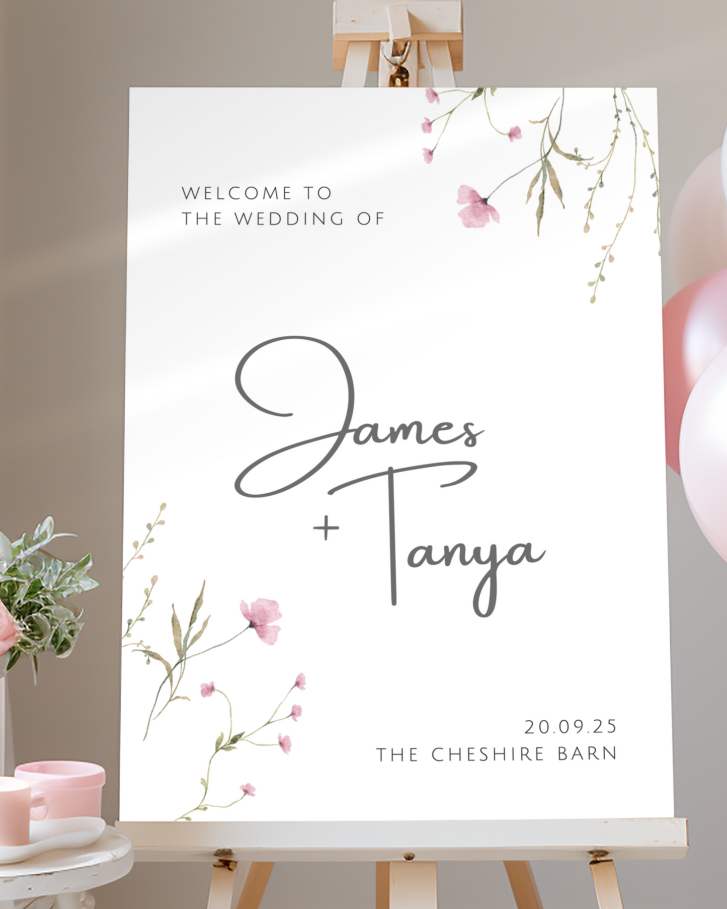 Floral Large Wedding Welcome Sign