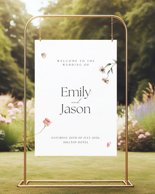 Cecily | Floral Personalised Wedding Welcome Sign