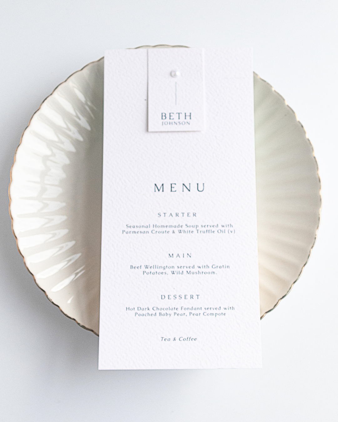 Perla Pearl Wedding Menu with Place Name