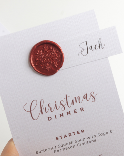 Christmas Dinner Party Menu with Name Tag