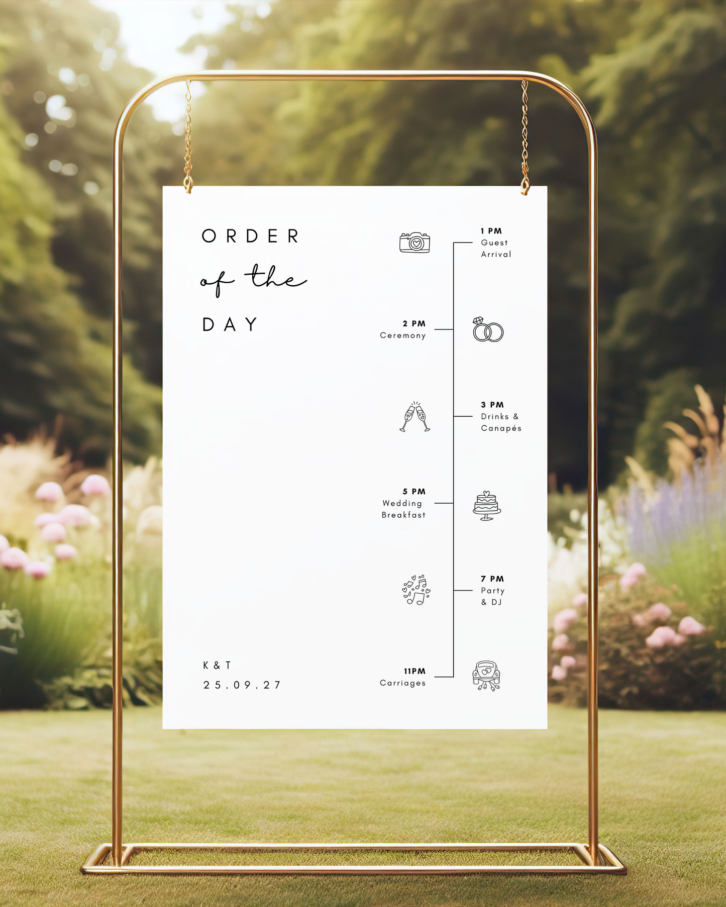 Lilah | Personalised Order of the Day Wedding Sign With Icons
