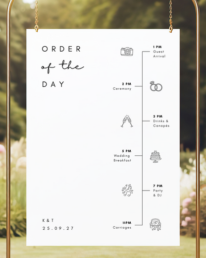 Lilah | Personalised Order of the Day Wedding Sign With Icons