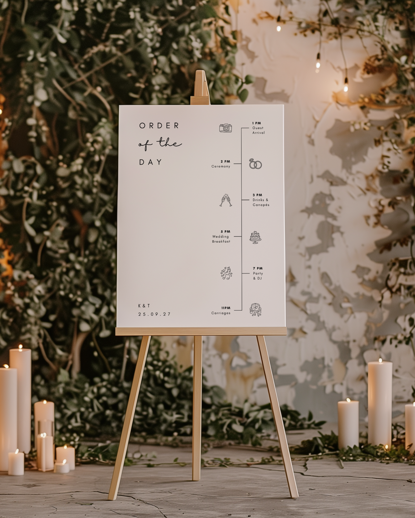 Lilah | Personalised Order of the Day Wedding Sign With Icons