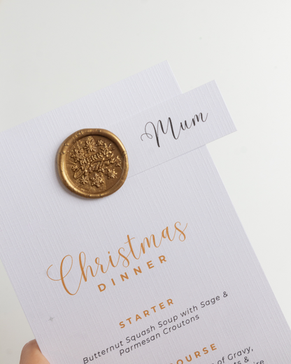 Christmas Dinner Party Menu with Name Tag