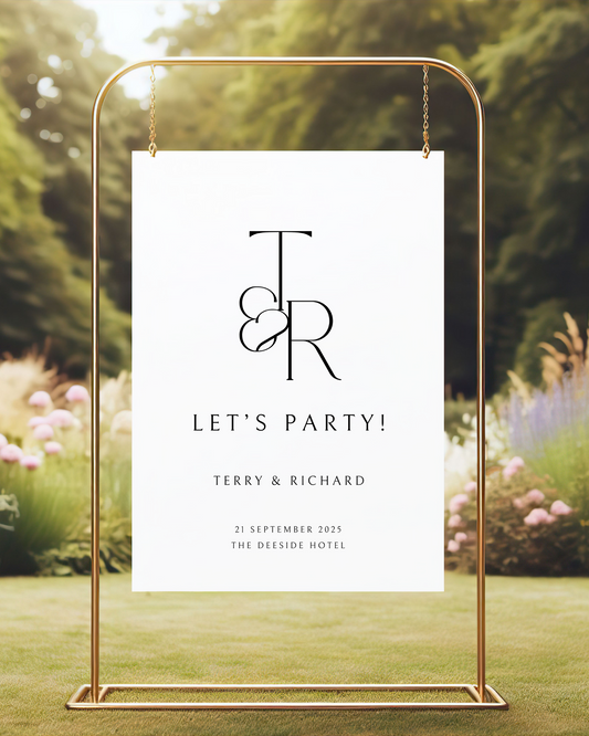 Ebony | Monogram Personalised Wedding Welcome Sign
