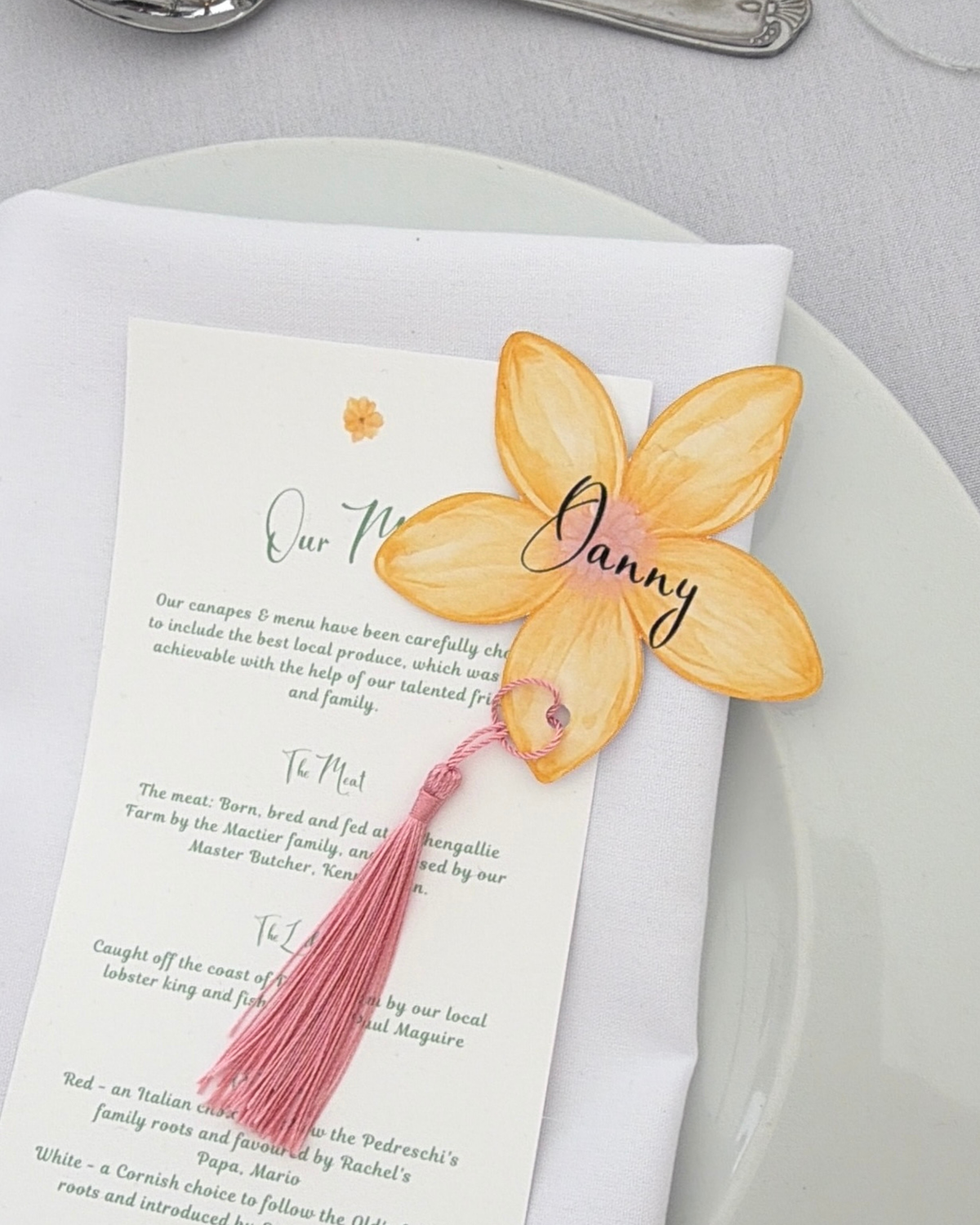 Floral Tassel Wedding Place Names Card