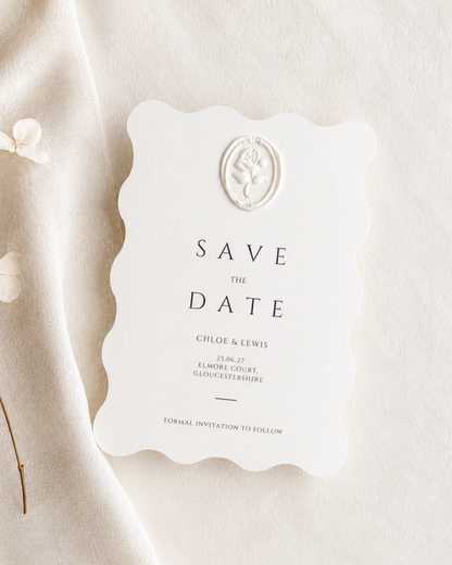 Wavy Save The Date with White Wax Seal