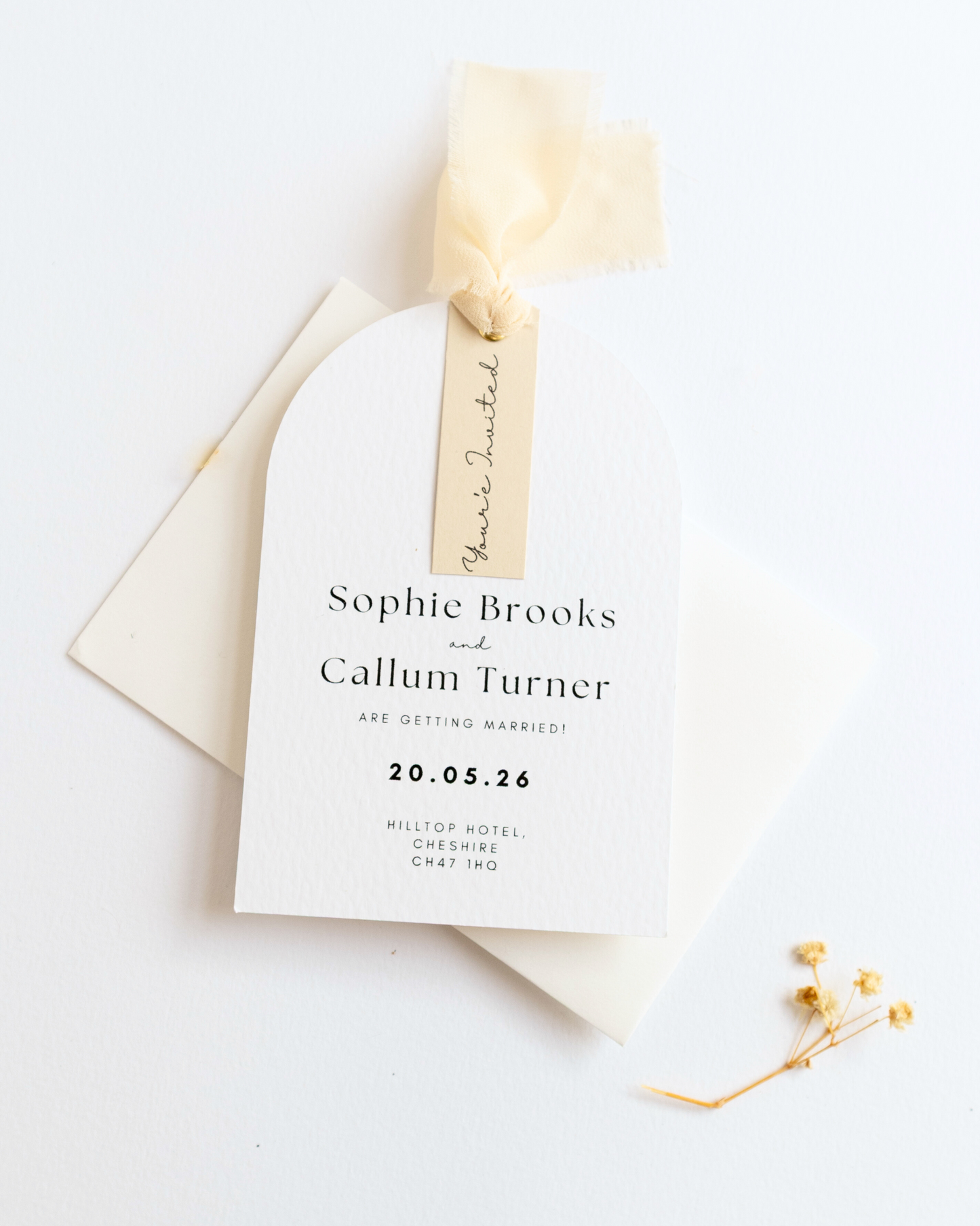 Lilah Arched Invitation Suite with Ribbon
