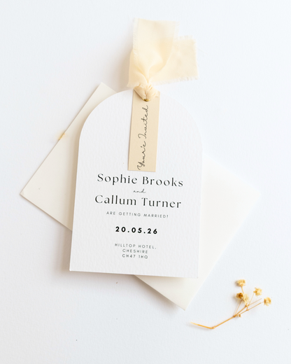Lilah Arched Invitation Suite with Ribbon
