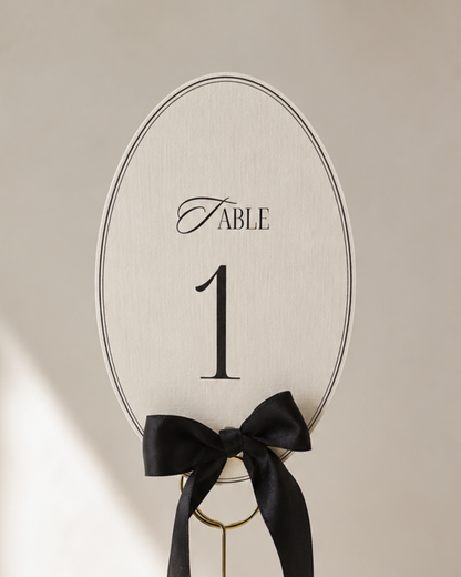 Anna Arched Wedding Table Numbers with Bow